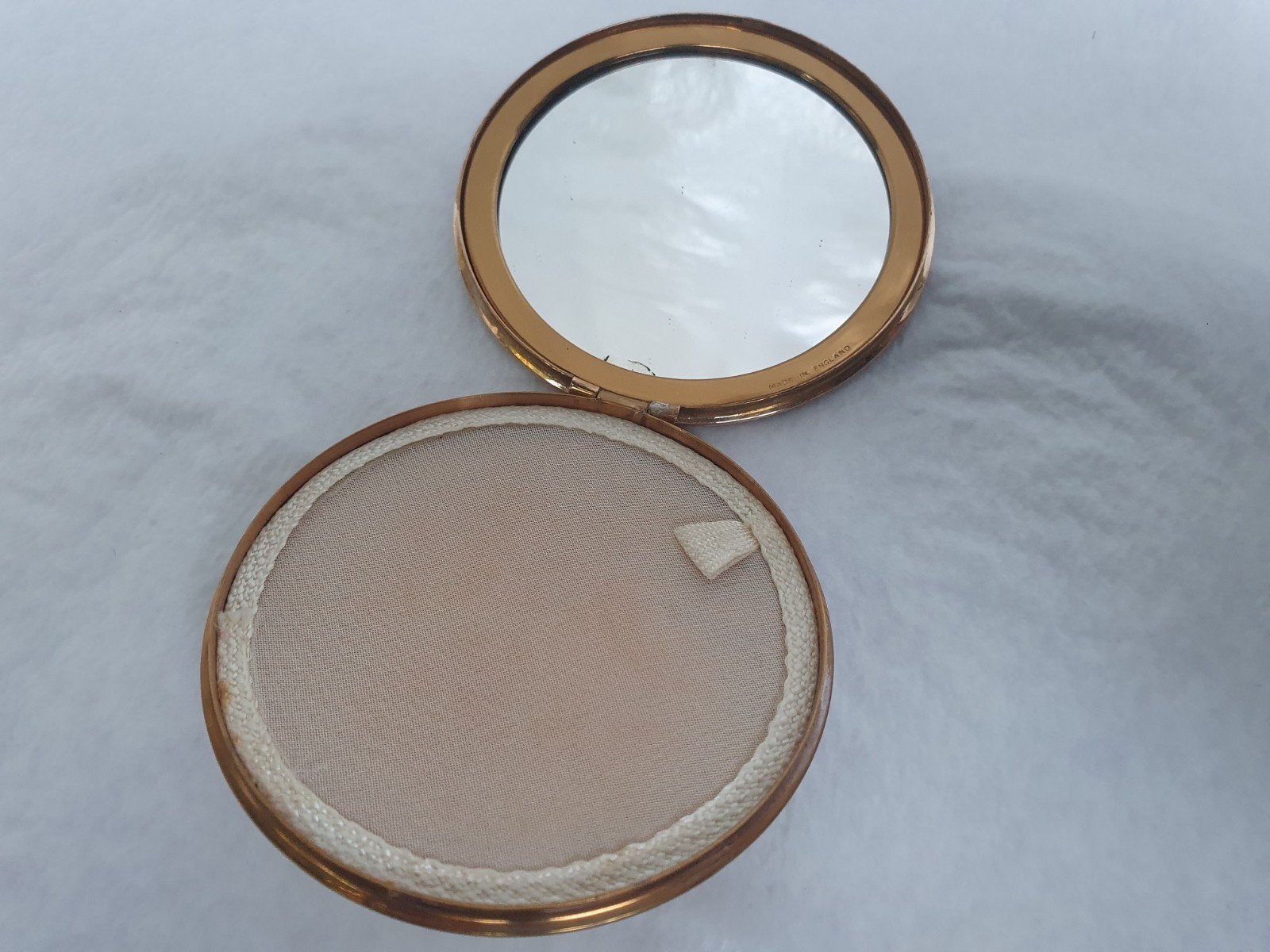 Vintage Poederdoosje, souvenir GIBRALTAR, ca. 1960, Gebruikt, Gehele gezicht, Ophalen of Verzenden, Goud