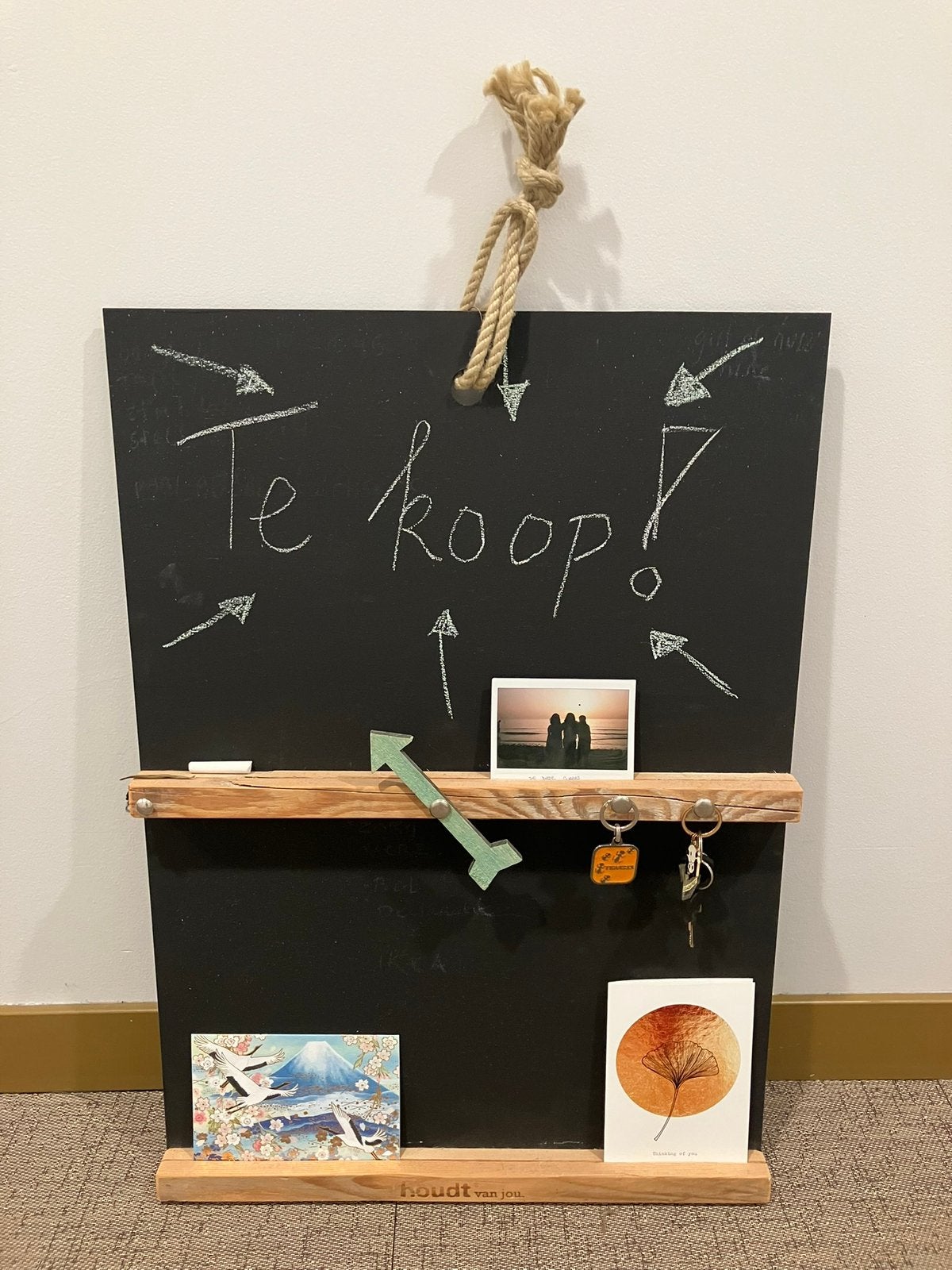 Krijtbord met houten balkjes memobord notitiebord, Ophalen of Verzenden, Zo goed als nieuw, Overige typen