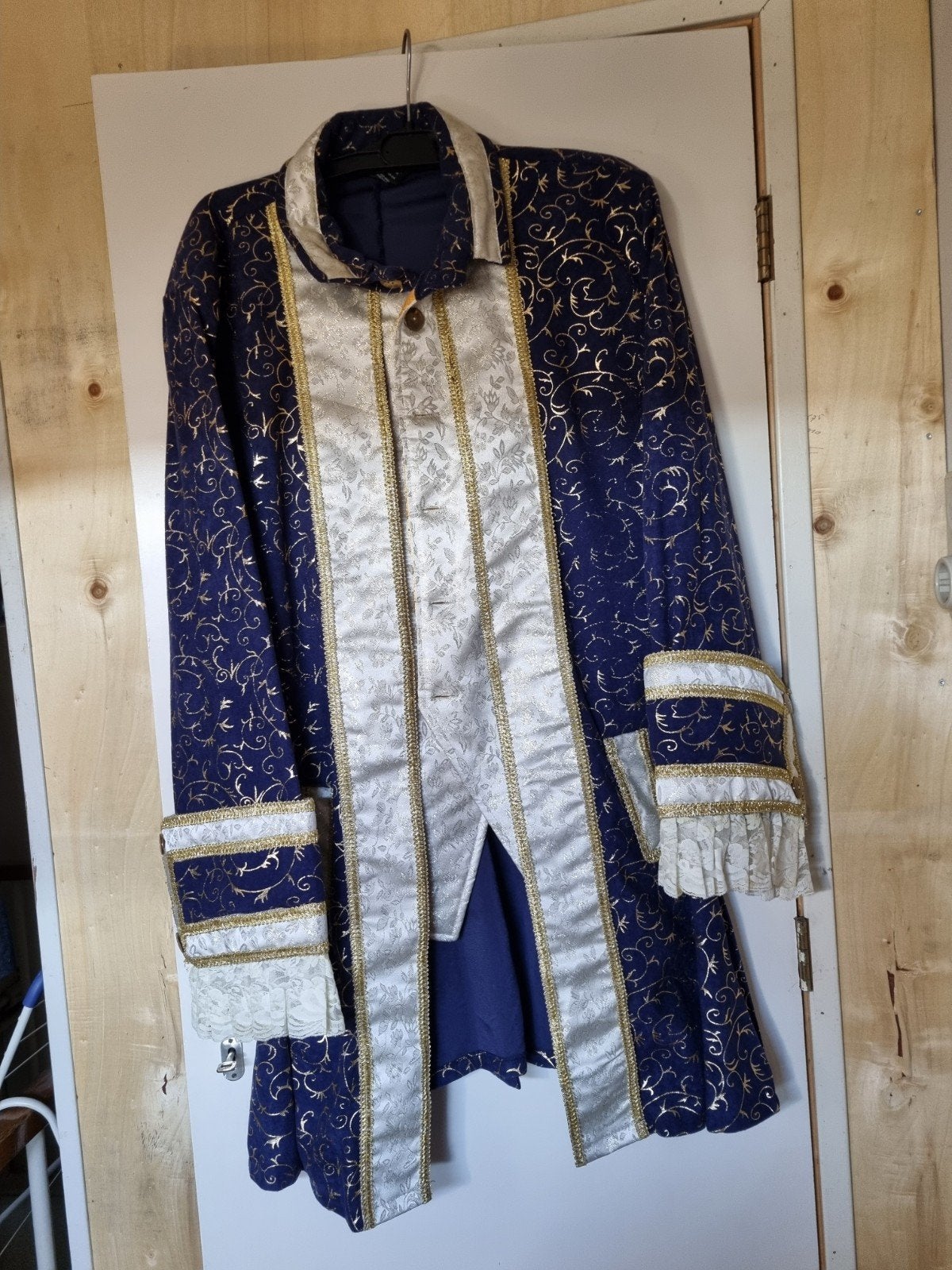 Markiezen Jas XXL - Blauw met Goud - Historisch Kostuum, Overige maten, Ophalen of Verzenden, Kleding, Gedragen