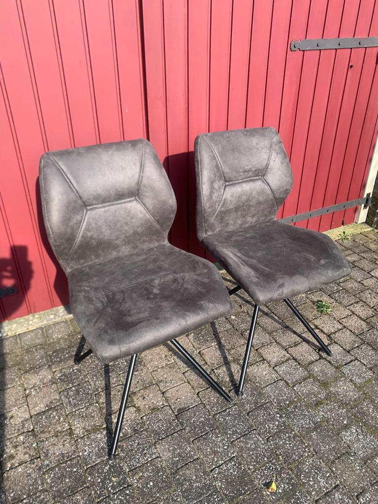 2x eetkamerstoel jesse, Antraciet, Leen Bakker, Ophalen, Zo goed als nieuw, Grijs, Stof