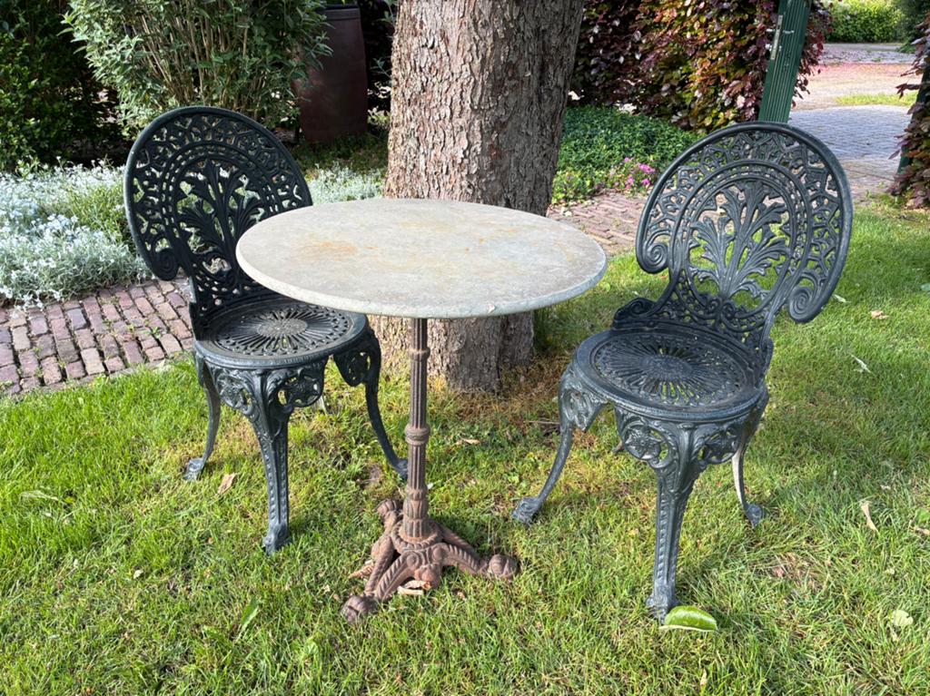 Bistro set met tuintafel, Ophalen of Verzenden, Zo goed als nieuw, Overige materialen, 2 zitplaatsen