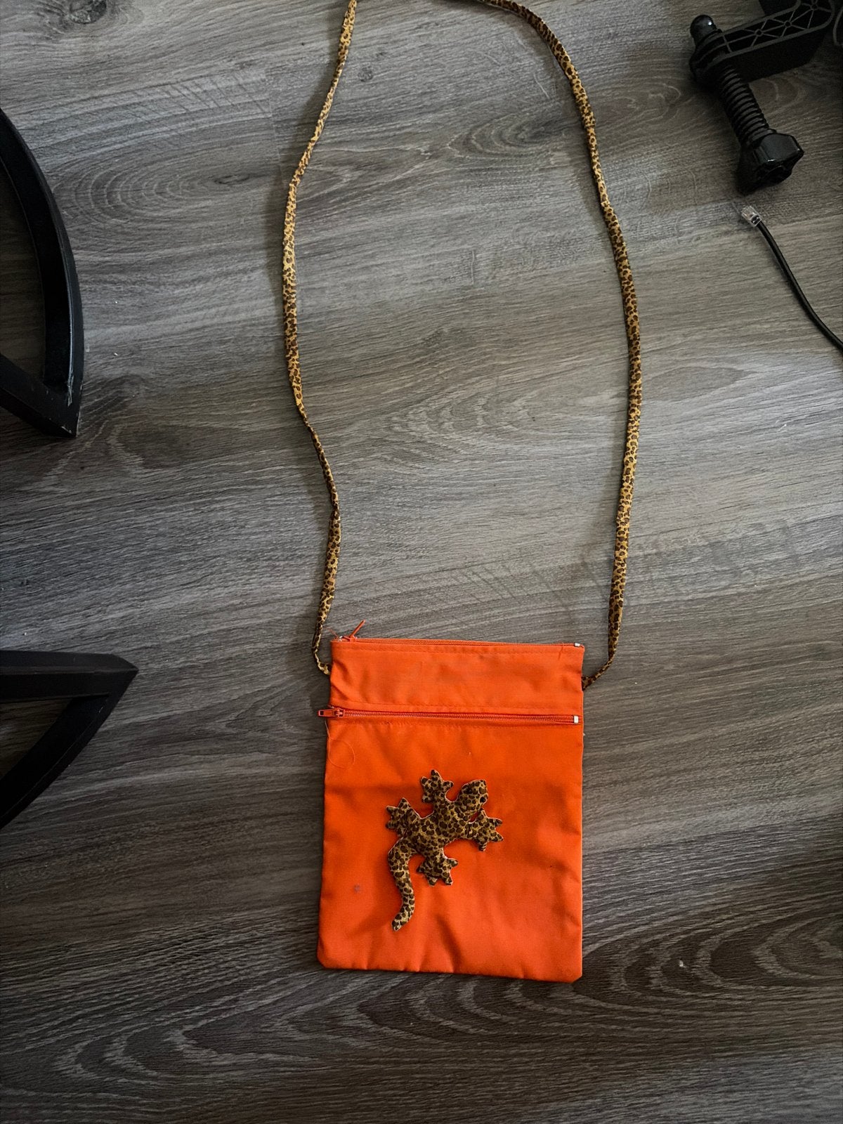 Oranje handtas met luipaardprint hagedis, Sieraden, Tassen en Uiterlijk, Ophalen, Gebruikt, Oranje, Handtas