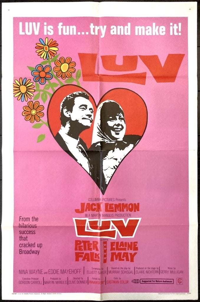 Luv (1967) - Jack Lemmon - Originele filmposter, Verzenden, Gebruikt, A1 t/m A3, Film en Tv