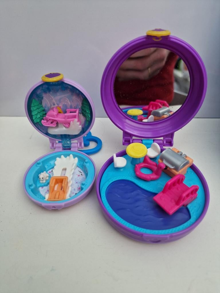 Polly Pocket compacts - Winter en Zwembad, Ophalen of Verzenden, Gebruikt, Meisje