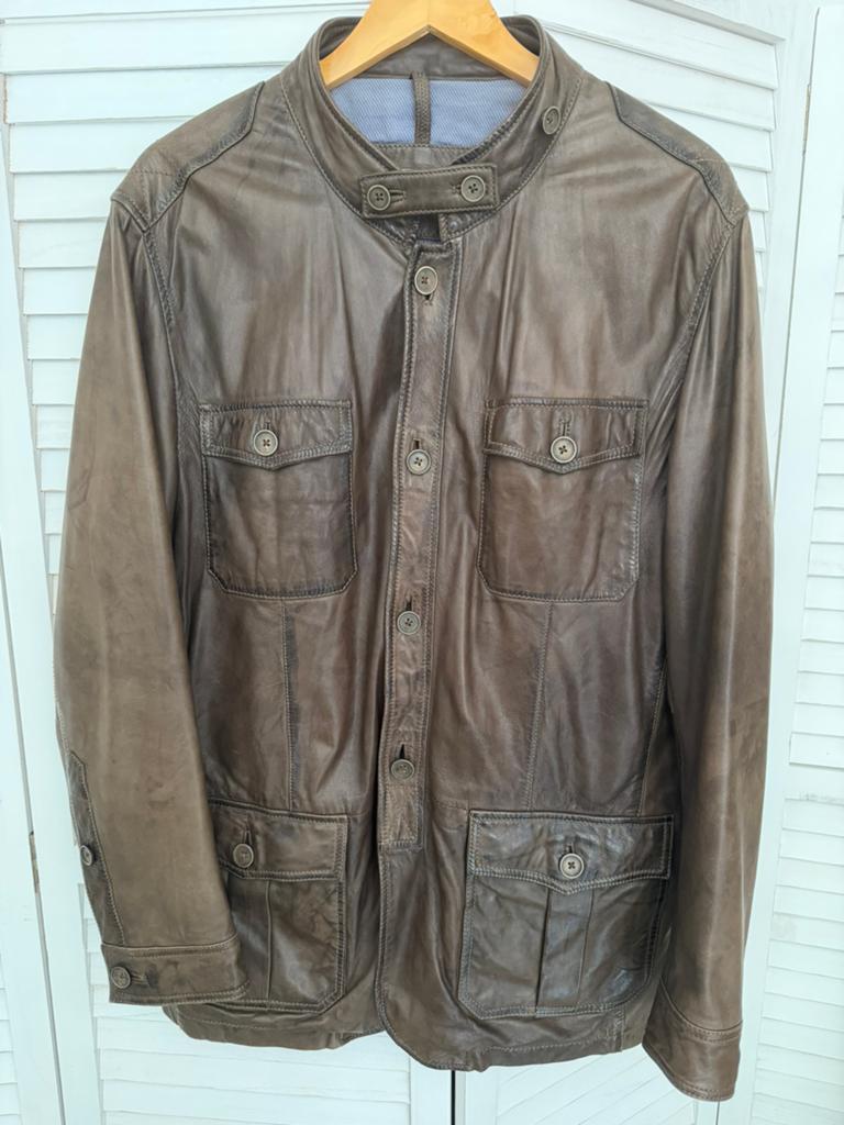 Massimo Dutti safari-jas v Zacht Lamsleer, mt L, izgs, Kleding | Heren, Ophalen, Zo goed als nieuw, Maat 48/50 (M), Bruin
