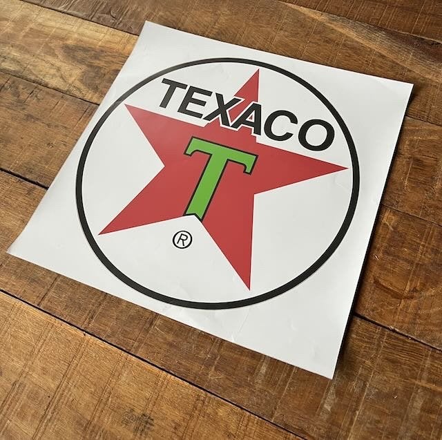TEXACO sticker - Bezinepomp  +- 38 cm, Ophalen of Verzenden, Zo goed als nieuw, Auto's