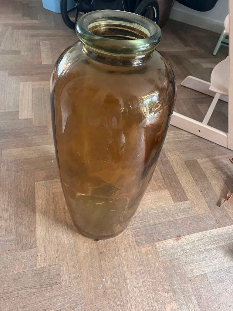 Grote glazen vaas, Huis en Inrichting, Ophalen, Bruin, 75 cm, Glas