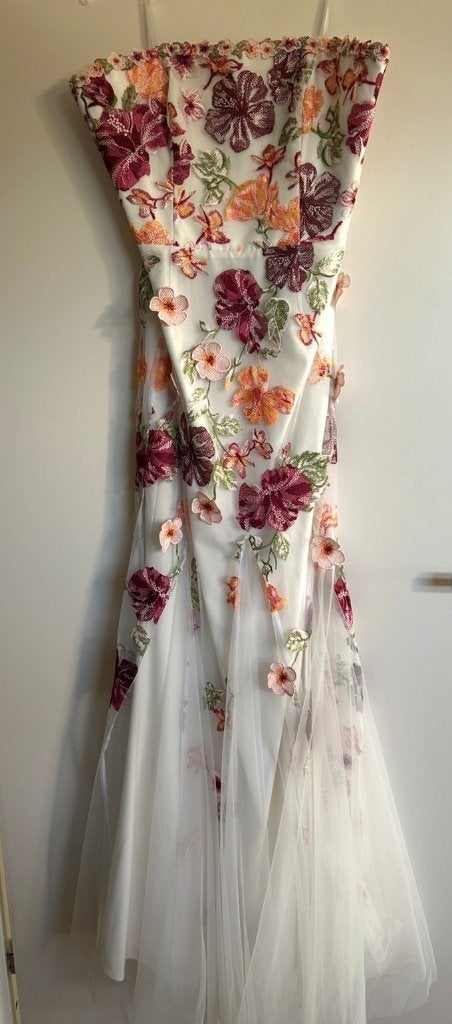 Gala/Trouwjurk, Wit, Onder de knie, Ophalen, Maat 38/40 (M)