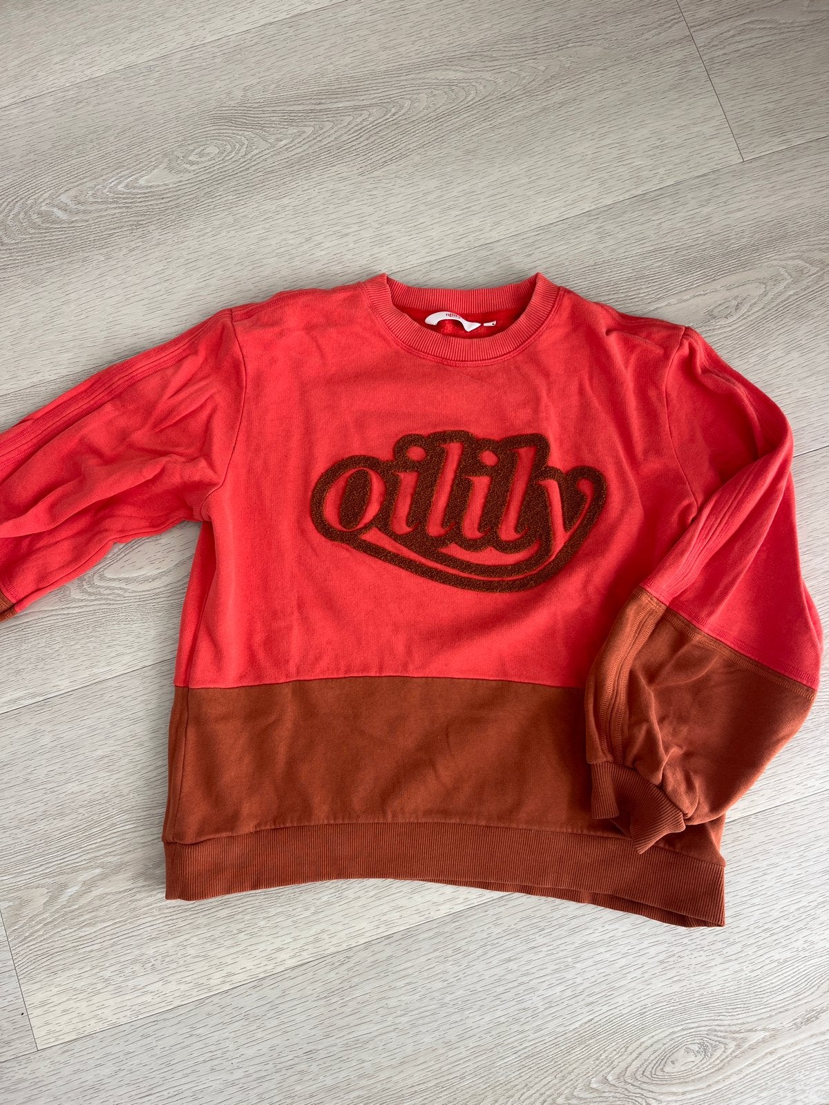 Oilily sweater maat M in oranje met cognac, Ophalen of Verzenden, Zo goed als nieuw, Maat 38/40 (M), Oranje