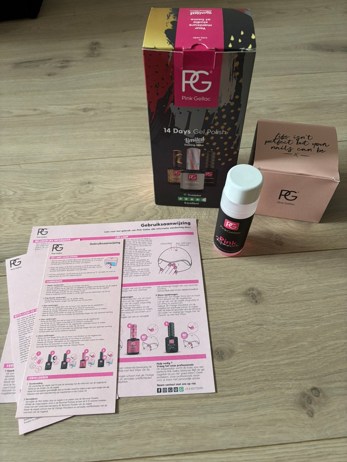 Complete Pink Gellac starterset inclusief 3 kleuren lak, Ophalen of Verzenden, Zo goed als nieuw, Overige typen