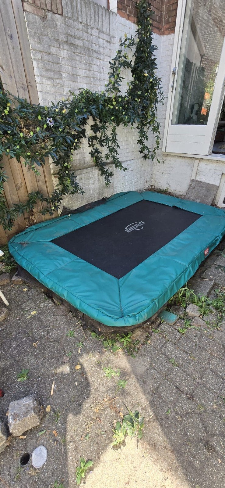 Berg Inground rechthoek trampoline 280x190 gebruikt gratis, Ophalen, Gebruikt