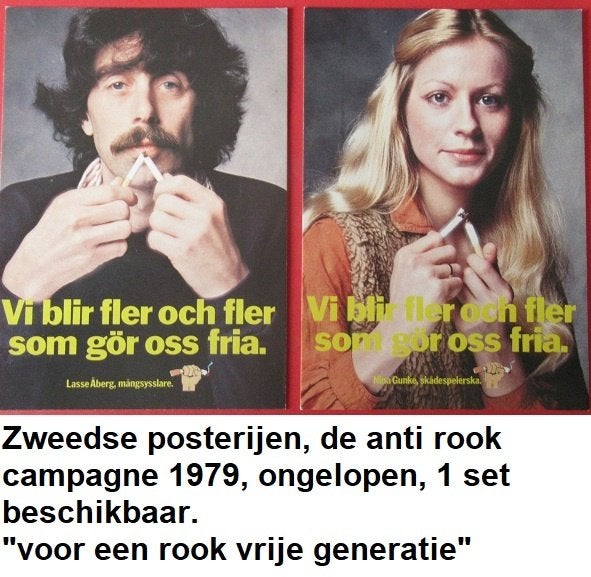 ZWEDEN, set anti rook campagne kaarten uit 1979, Ophalen of Verzenden, 1960 tot 1980, Ongelopen