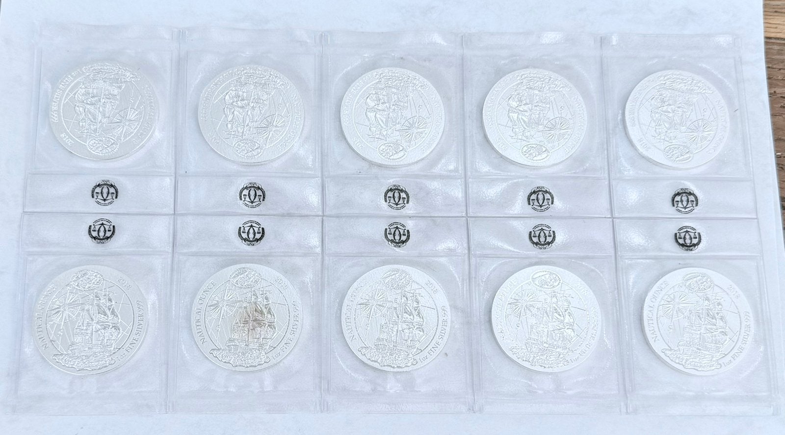 10x 1oz 2018 Nautical Ounce / Rwanda / 999 zilver, Ophalen of Verzenden, Zilver