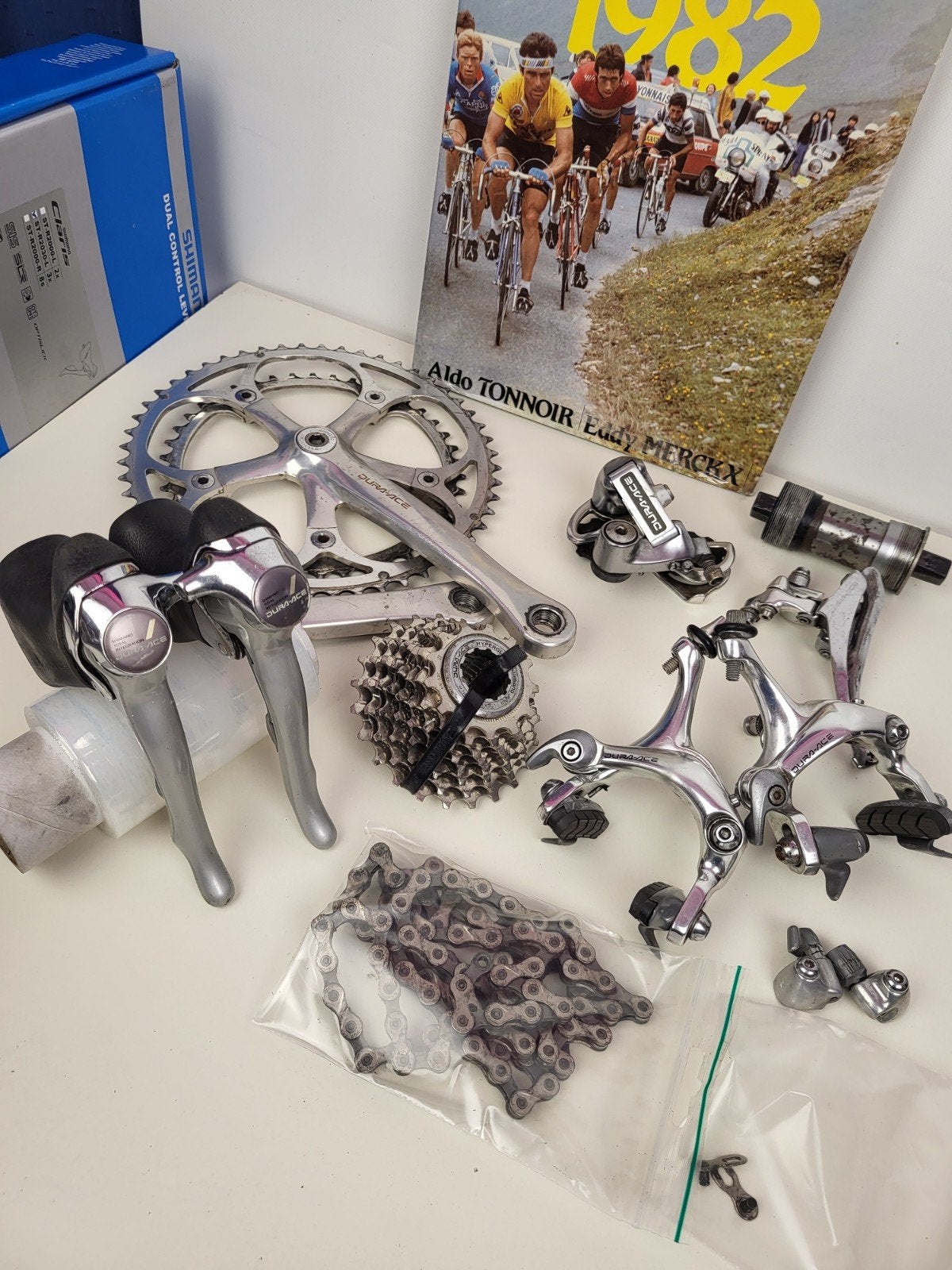 Shimano Dura Ace 8 speed 7410 groep en stalen voorvorken, Gebruikt, Shimano, Ophalen of Verzenden, Shimano