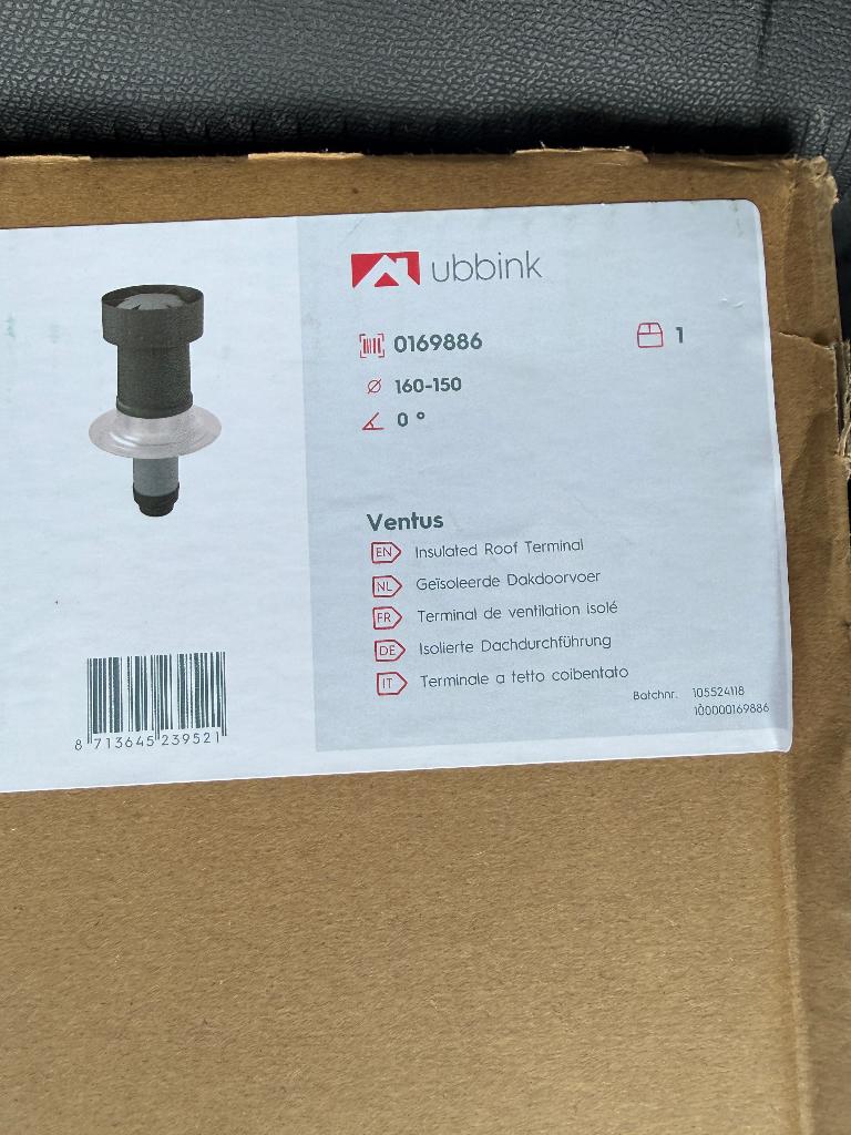 Ubbink Ventus dakdoorvoer te koop, Doe-het-zelf en Verbouw, Buizen en Afvoer, Ophalen, Afvoer, Pvc, Nieuw