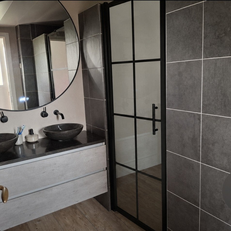 Douchedeur met 8 vakken - Zwart frame, Verzenden, Nieuw, Glas, Douche