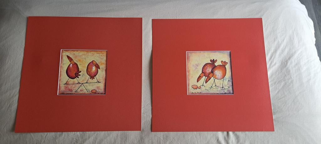 2-luik van 50x50cm, met passe-partout. Afbeelding is 20x20cm, Decoratieobject, Ophalen of Verzenden, Zo goed als nieuw, 50 cm