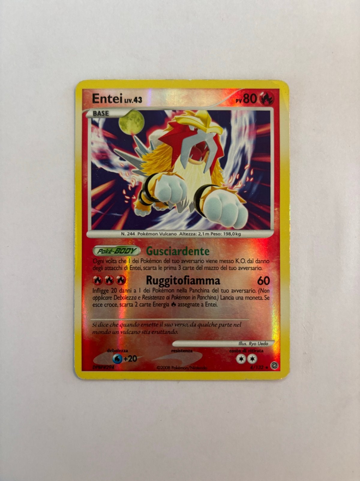 Pokémon Entei Lv.43 Secret Wonders - Italiaans, Ophalen of Verzenden, Zo goed als nieuw, Losse kaart, Foil