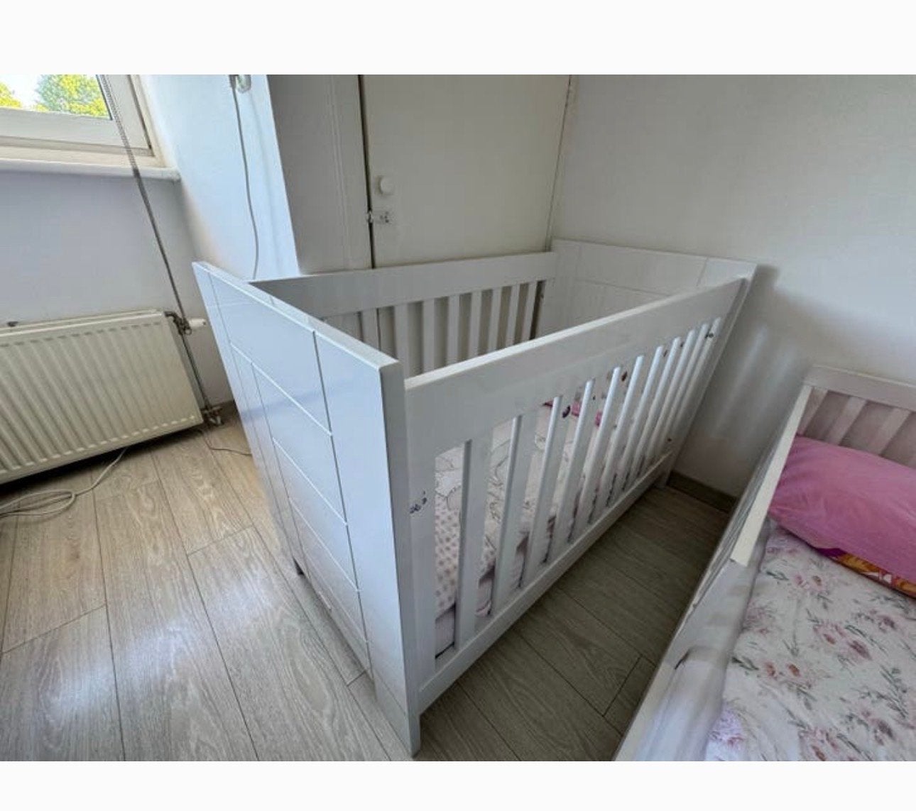 Bopita Manhattan complete babykamer set hooglans wit, Ophalen, Gebruikt, Ledikant