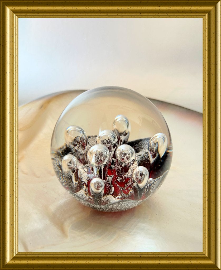 Mooie presse papier, paperweight, rood / zilver, Ophalen of Verzenden