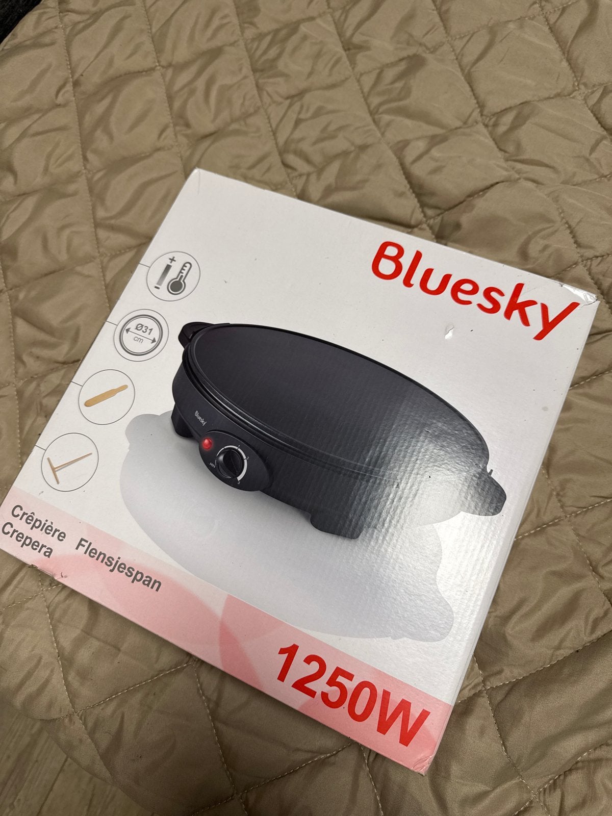 Bluesky Crêpe maker - 1250W - 31cm, Ophalen, Nieuw