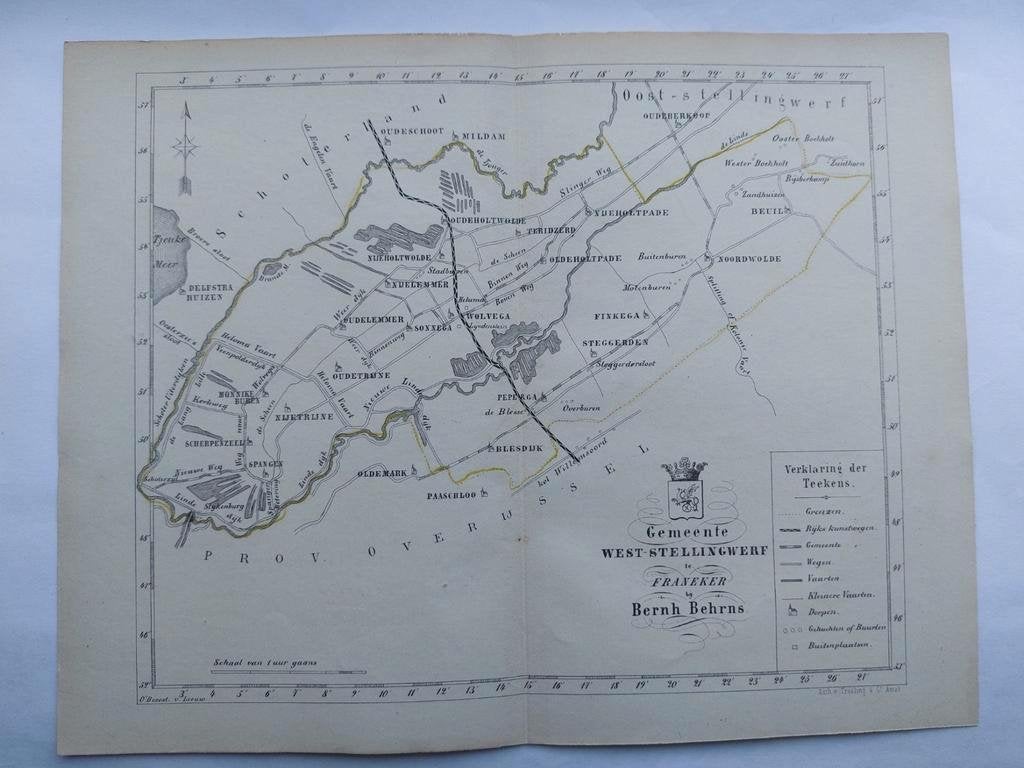 34 / West Stellingwerf Wolvega Zeldzame litho uit 1861, Ophalen of Verzenden