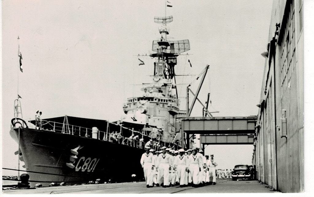 Willemstad Curacao, kruiser de Ruyter op bezoek, Verzenden, Gebruikt, Kaart, Foto of Prent