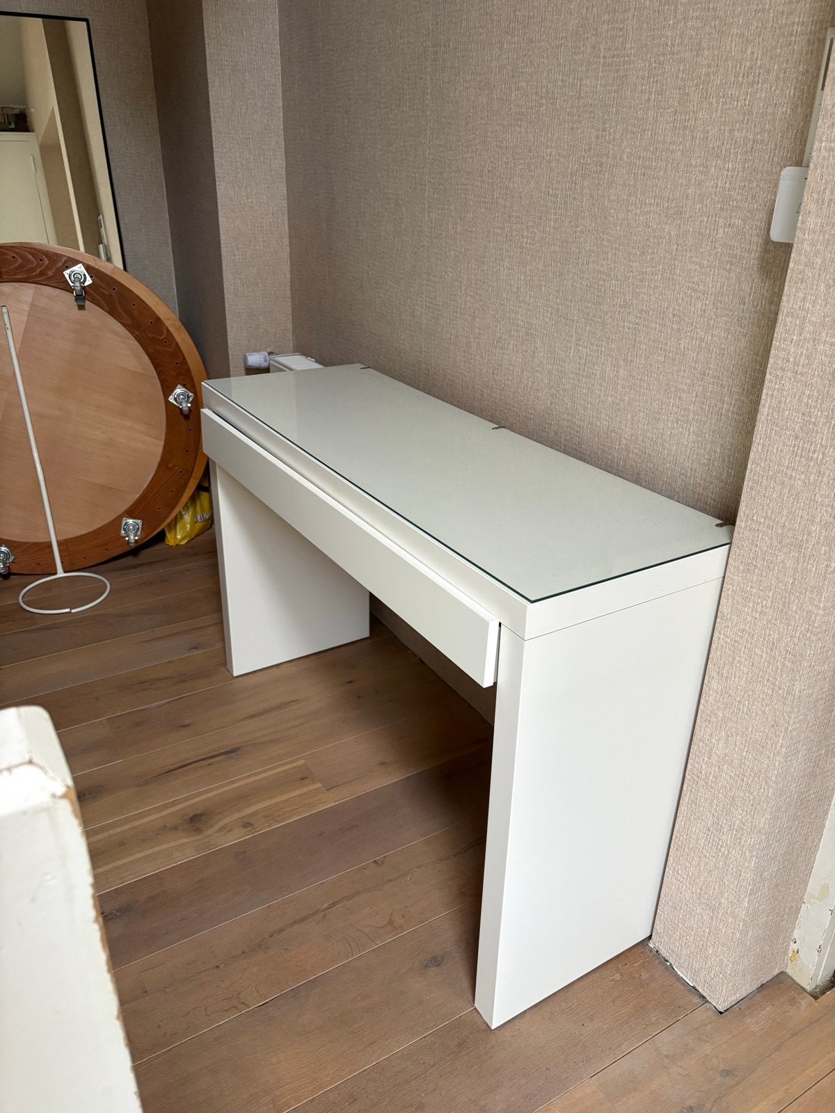 IKEA MALM toilettafel wit met glasplaat, Ophalen, Gebruikt, Hout, 100 tot 150 cm