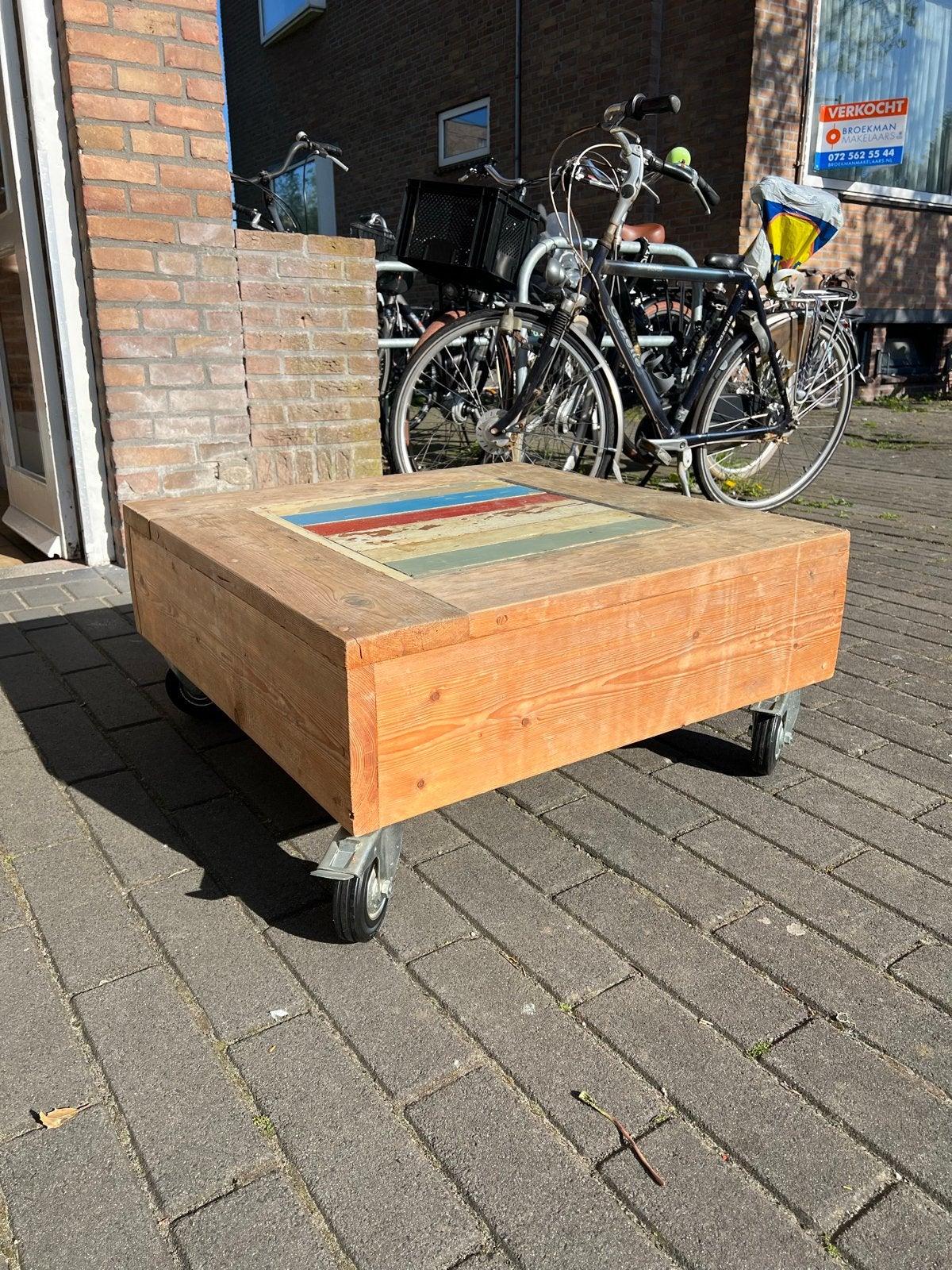 Unieke salontafel, Huis en Inrichting, Tafels | Salontafels, Gebruikt, 100 tot 150 cm, Vierkant, Minder dan 50 cm