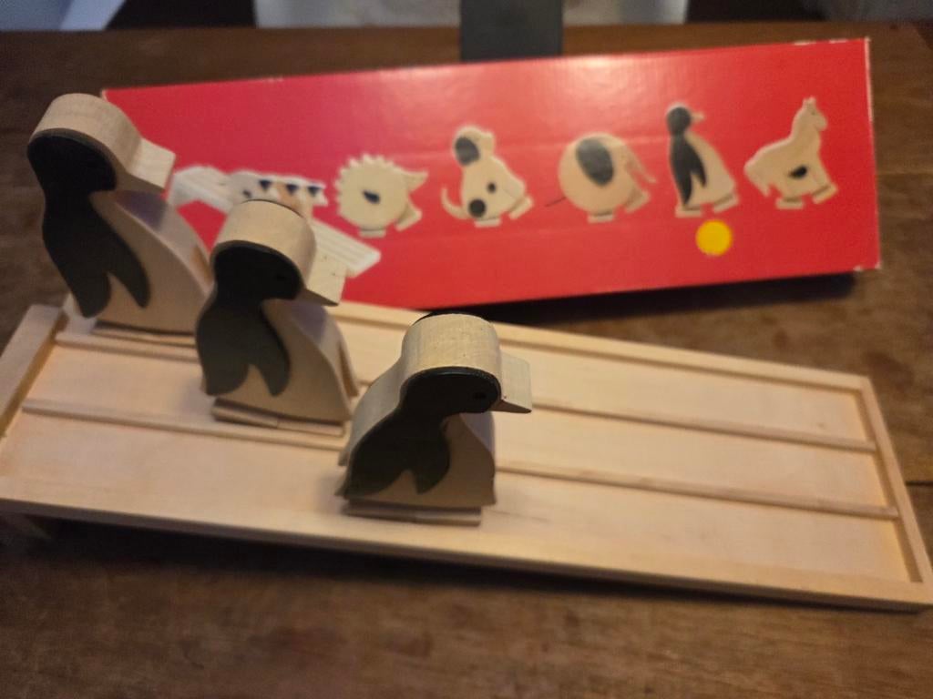 Houten loopplank met 3 wiebelpinguïns, Ophalen of Verzenden, Gebruikt, Jongen of Meisje