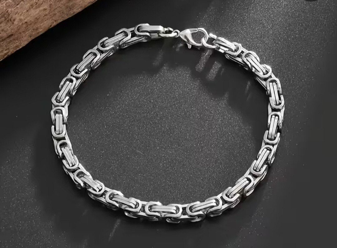 Stijlvolle Koningsarmband - 21cm 8mm, Sieraden, Tassen en Uiterlijk, Armbanden, Ophalen of Verzenden, Nieuw, Zilver, Staal