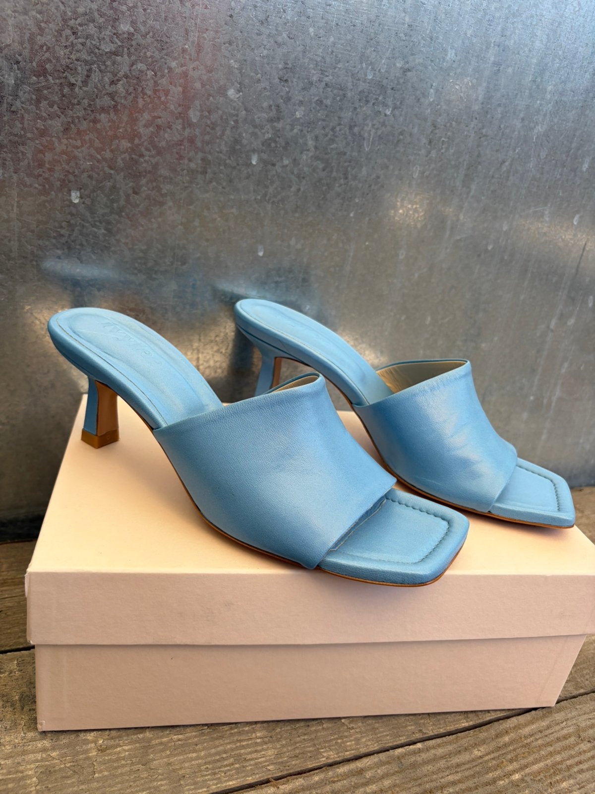 Ivylee sandals Heels Blauw Leer Maat 39, Ophalen of Verzenden, Zo goed als nieuw, Blauw