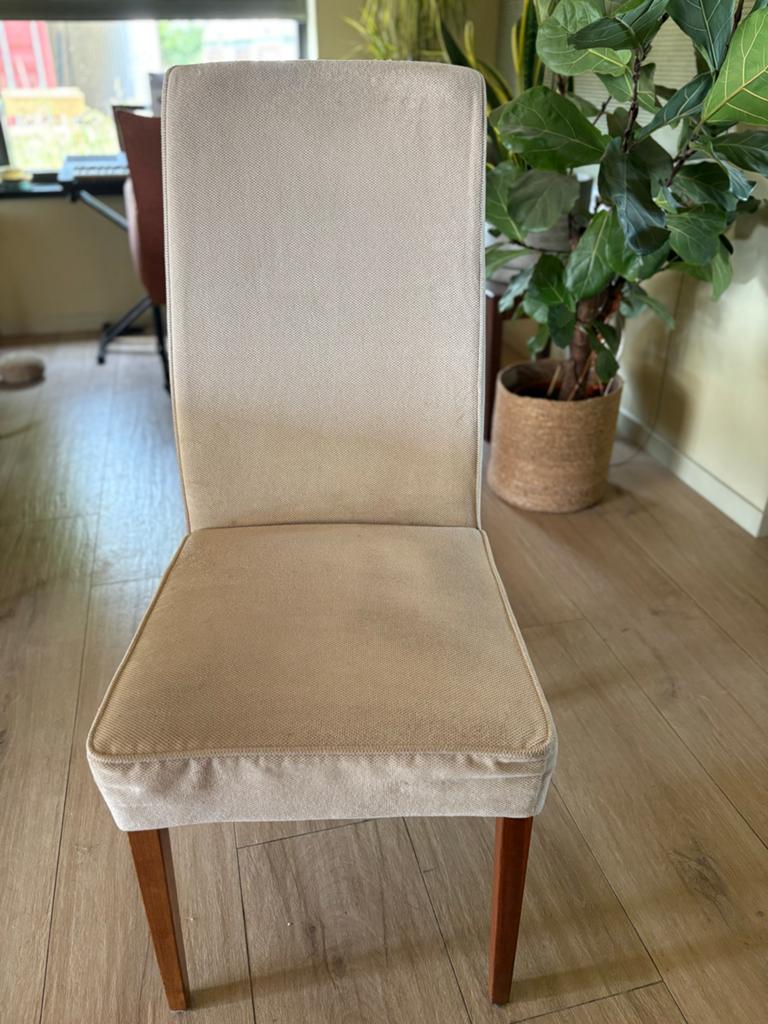 6 mooie comfortabele beige eetkamerstoelen, Ophalen, Overige kleuren, Zo goed als nieuw, Stof