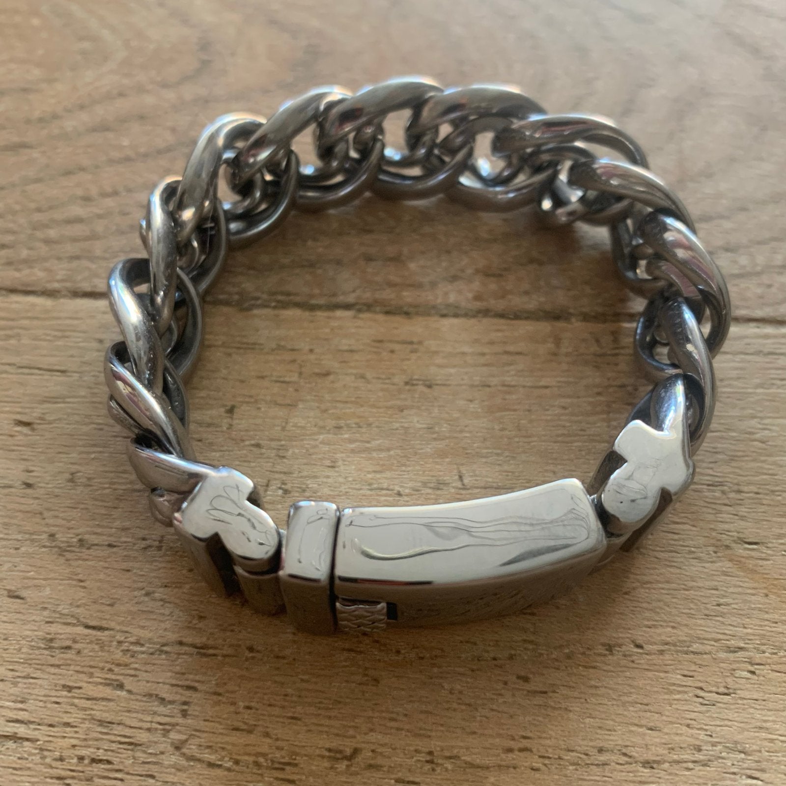 Stalen schakelarmband, Ophalen of Verzenden, Nieuw, Zilver, Staal