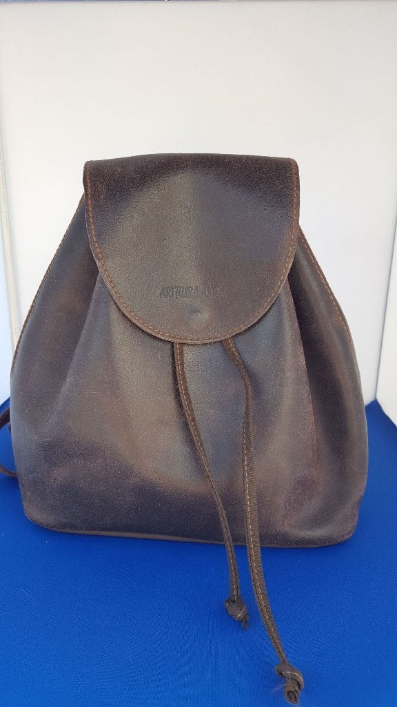 Arthur & Aston tas rugtasje, bruin leer. Prima conditie 5A28, Tweedehands verkoop, Tweedehands verkoop, Gebruikt, Bruin