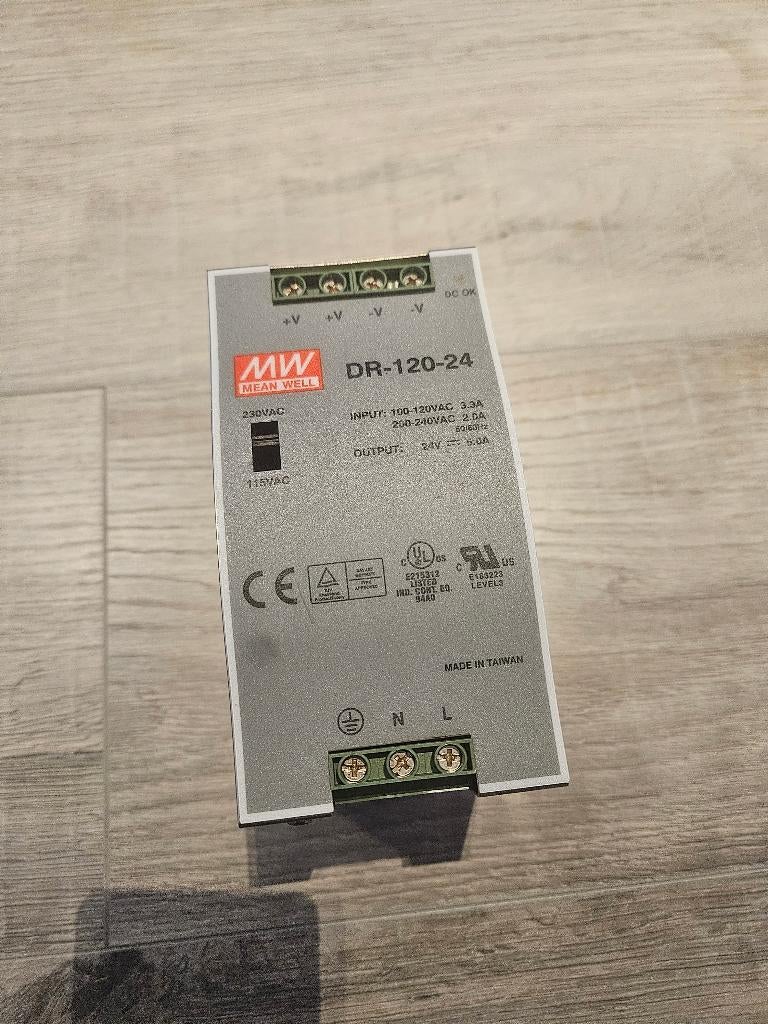 Voeding 24VDC 5A DR-120-24 Mean Well, Ophalen of Verzenden, Gebruikt