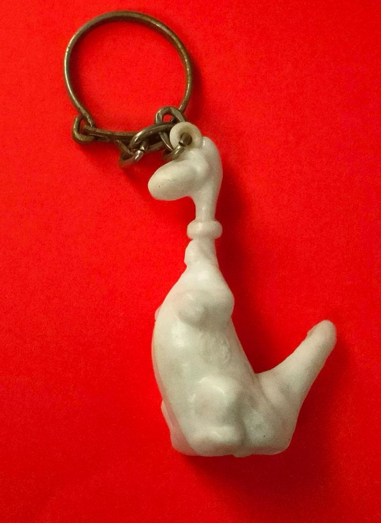 Dino ( uit Flintstones ) sleutelhanger (wit), Ophalen of Verzenden, Zo goed als nieuw, Knuffel of Figuurtje