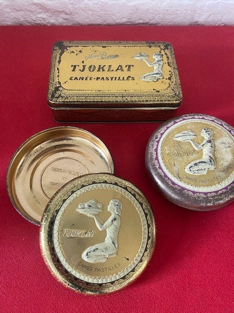 3x vintage blikken Tjoklat chocolade, Verzamelen, Blikken, Ophalen of Verzenden, Gebruikt, Overige