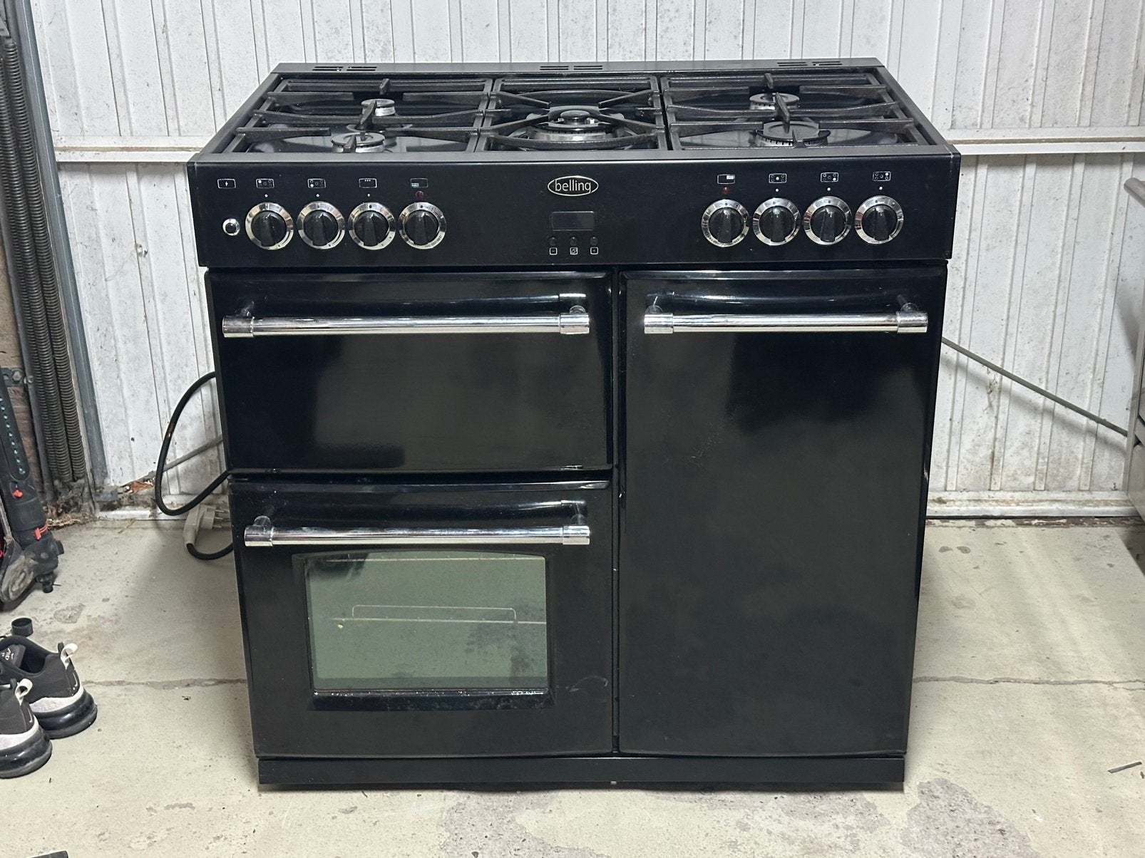 Belling / Stoves gasfornuis 90cm zwart met 3 ovens OPKNAPPER, Ophalen, Gebruikt, 60 cm of meer, Gas
