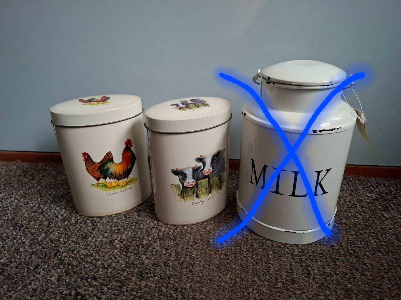 2 leuke decoratie trommel Boerderij koeien kippen
(De melkbu, Ophalen