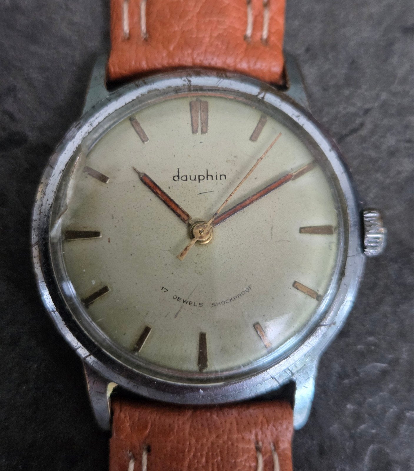 Dauphin jaren 60, Overige merken, Staal, Met bandje, Polshorloge