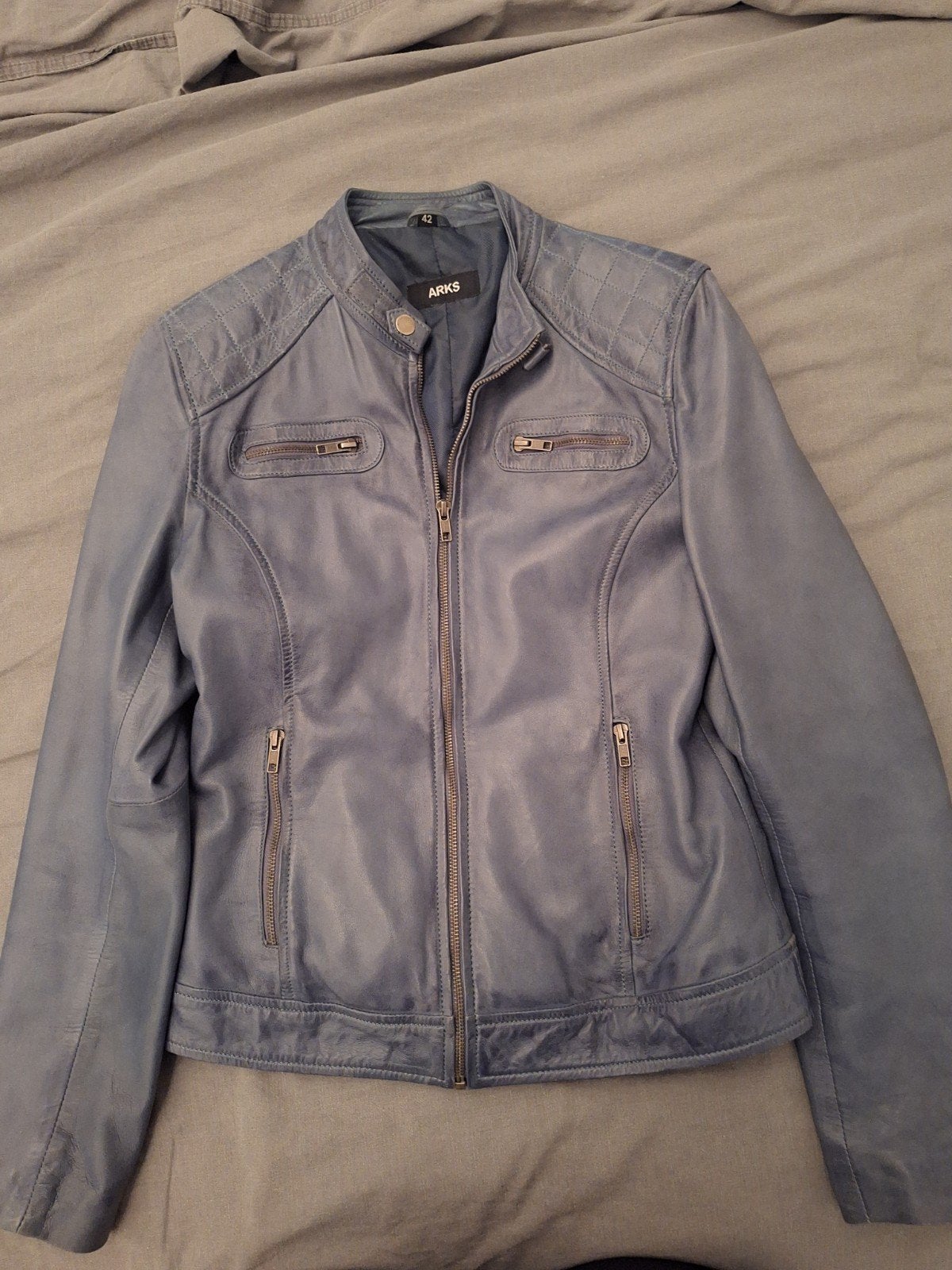 TE KOOP LEREN KOBALT BLAUWE  DAMES JACK MT 42, Ophalen, Zo goed als nieuw, Blauw