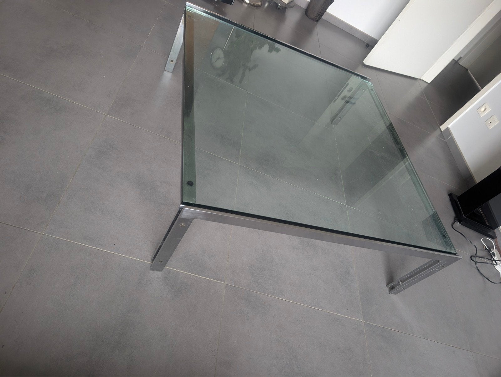 Glazen salontafel 120x120 cm, Huis en Inrichting, Gebruikt, Vierkant, Ophalen of Verzenden, Glas