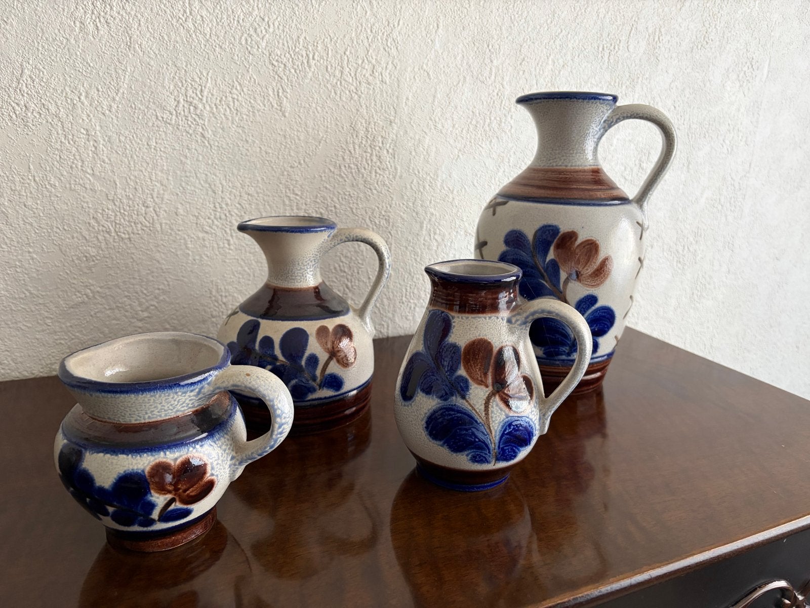 Vintage Aardewerk Kruikje met Bloemenmotief, Ophalen of Verzenden
