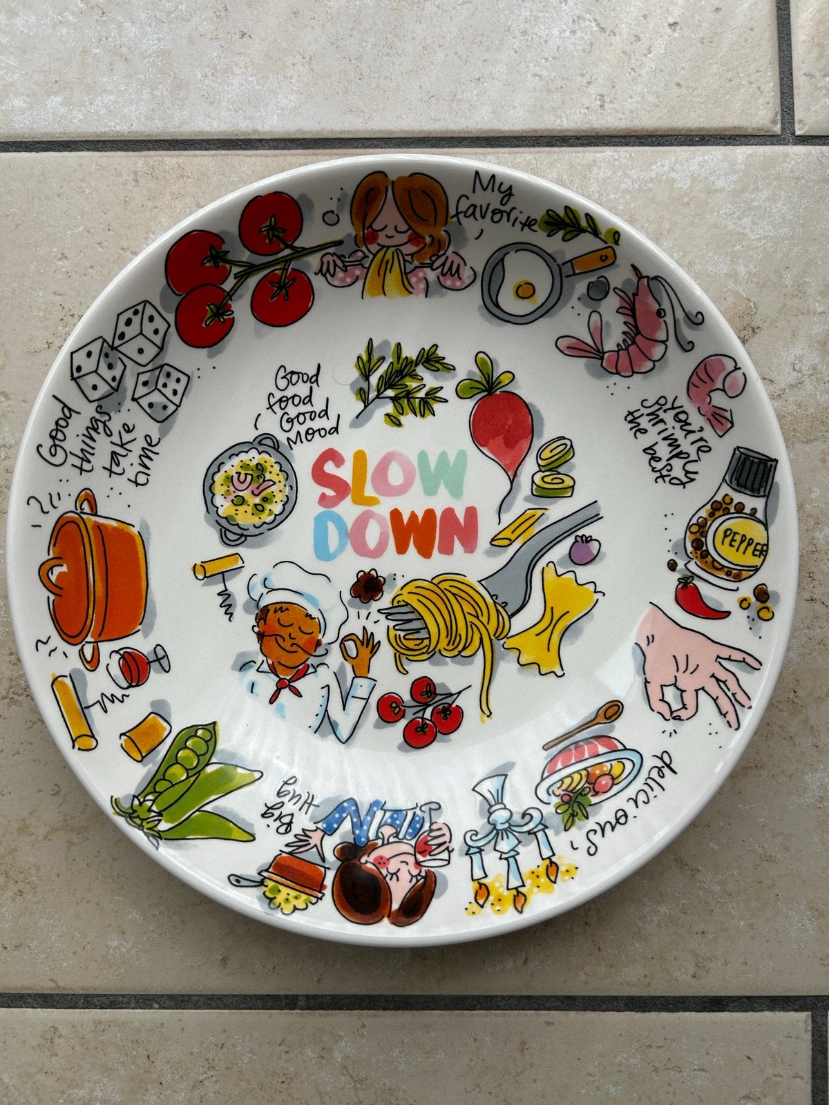 Blond Amsterdam diep bord "Slow Down" 23 cm, Keramiek, Ophalen of Verzenden, Zo goed als nieuw, Bord(en)