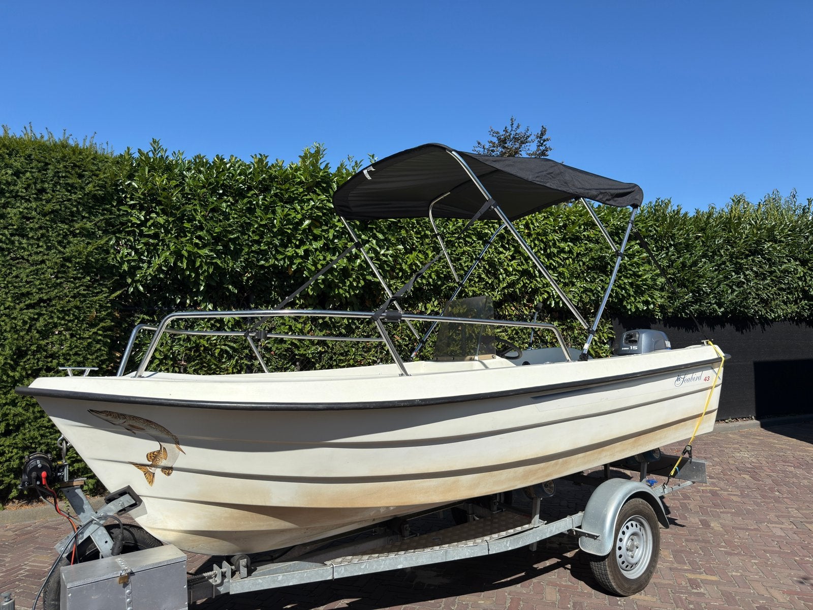 Consoleboot - Ryds 435S + motor & trailer, Watersport en Boten, Vis- en Consoleboten, Ophalen, 15 pk, Viertaktmotor, Zo goed als nieuw