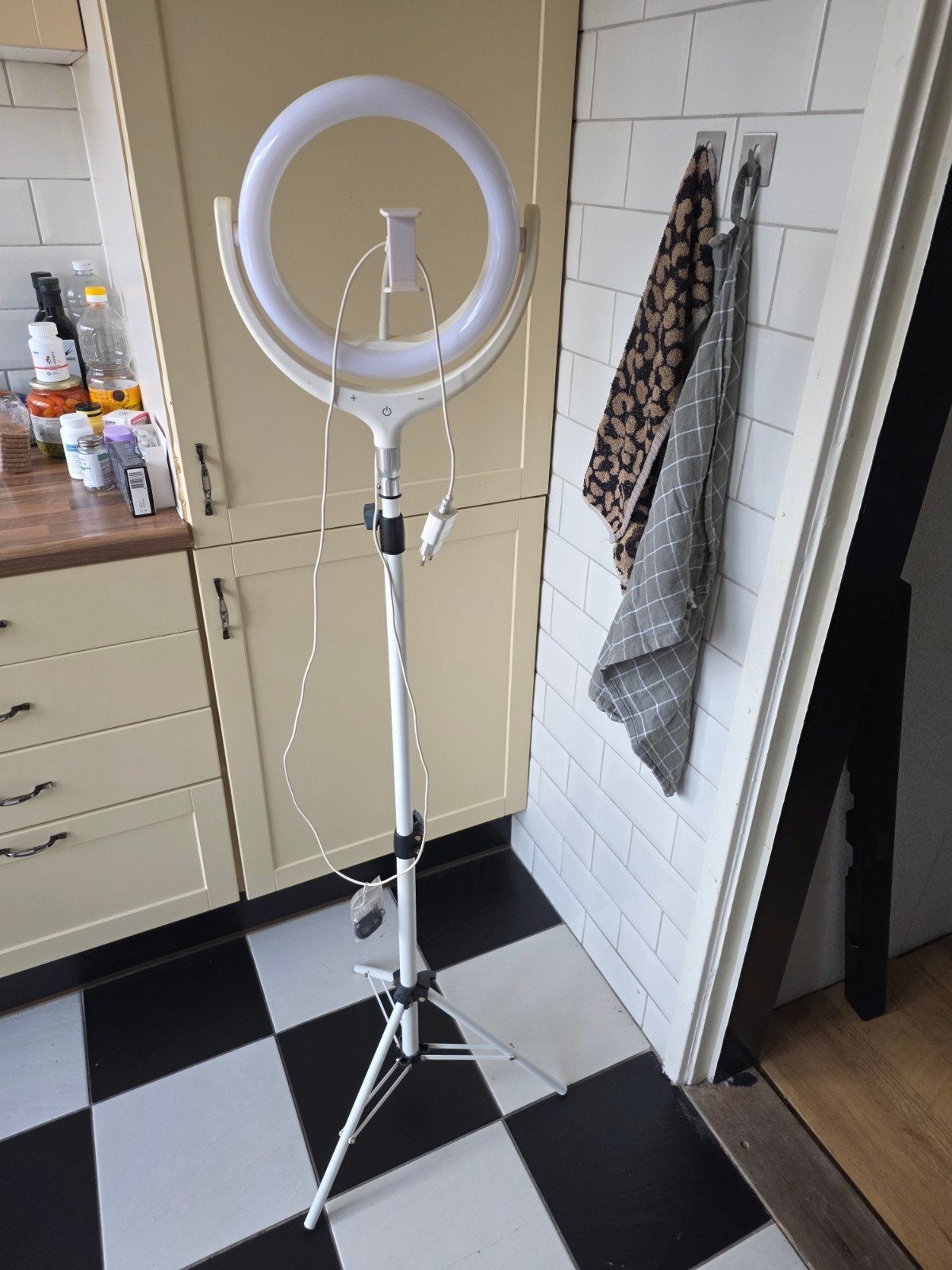 Ringlamp op statief met afstandsbediening en telefoonhouder, Belichting, Ophalen, Gebruikt