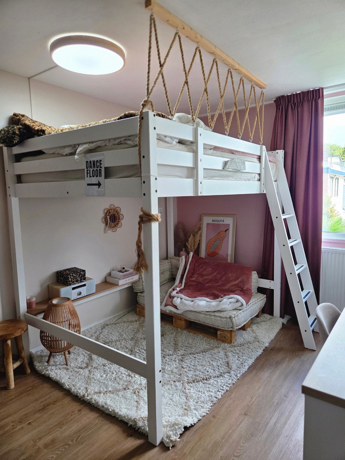 Ikea Stora Hoogslaper wit 140x200, Ophalen, Gebruikt, Hoogslaper