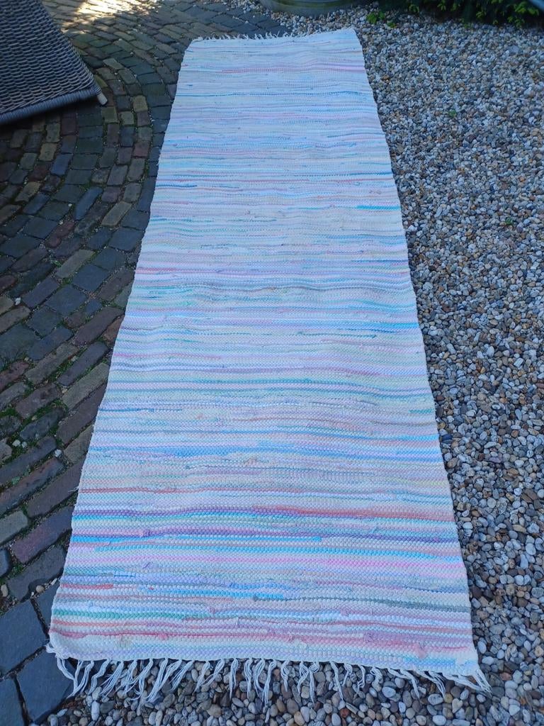 Zweeds voddenkleed in pasteltinten, Scandinavisch, Vintage, Landelijk, Gebruikt, 200 cm of meer, Groen