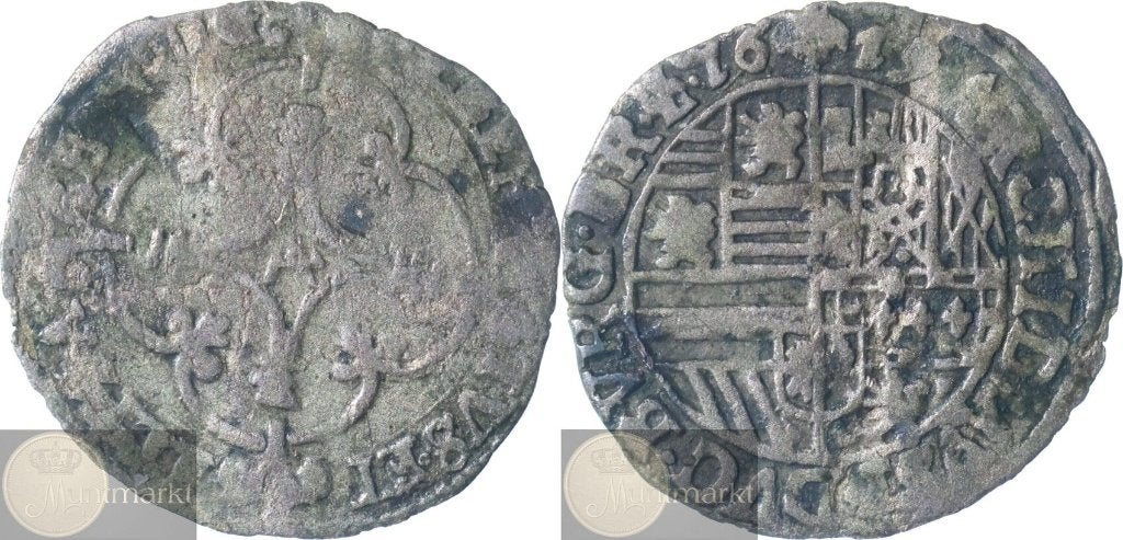Brussel - ½ Stuiver 1619 'Albrecht & Isabella', Vóór koninkrijk, Zilver, Losse munt, Overige waardes